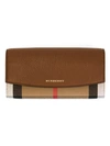 BURBERRY BURBERRY HOUSE CHECK AND LEATHER CONTINENTAL WALLET - BROWN,397532911060743