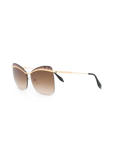 Shop Alexander Mcqueen Eyewear Squared Cat Eye Sunglasses - Metallic