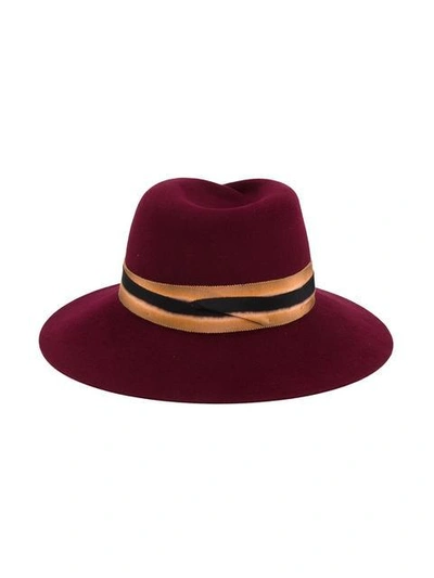Shop Maison Michel Cherry Red Virginie Contrast Band Fedora Hat
