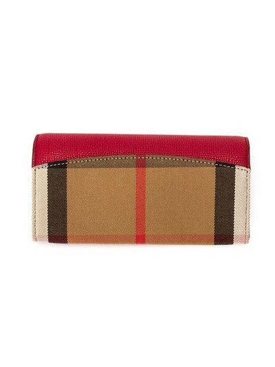 Shop Burberry House Check And Leather Continental Wallet - Brown
