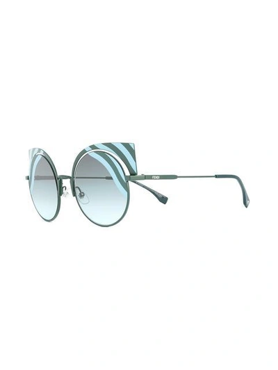 Shop Fendi 'hypnoshine' Fashion Show Sunglasses In Green