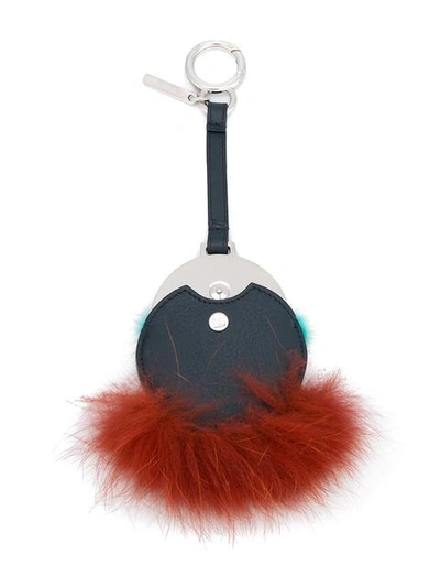 Shop Fendi Monster Mink Fur Keyring In Blue