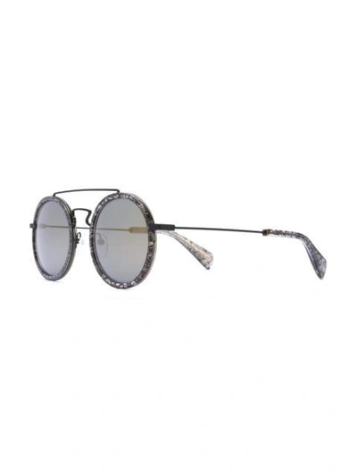 Shop Yohji Yamamoto Round Framed Sunglasses