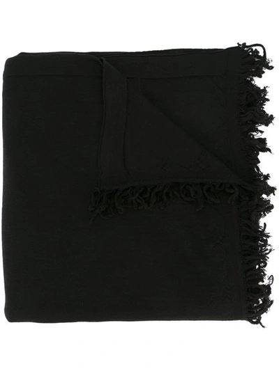 Rick Owens Frayed Edges Scarf In 09  Black