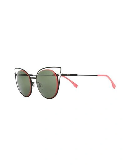 Shop Fendi Eyewear 猫眼框太阳眼镜 - 黑色