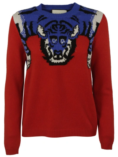 Shop Gucci Tiger Sweater In Red