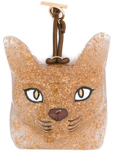 Loewe Glitter Cat Bag Charm In Gold