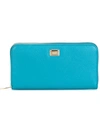 Dolce & Gabbana Dauphine Leather Zip-around Wallet In Blue