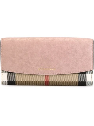 Burberry Pink Leather Flap Continental Wallet