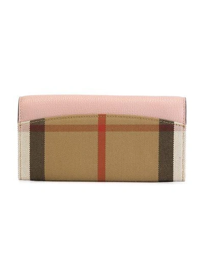 Shop Burberry House Check And Leather Continental Wallet In Neutrals