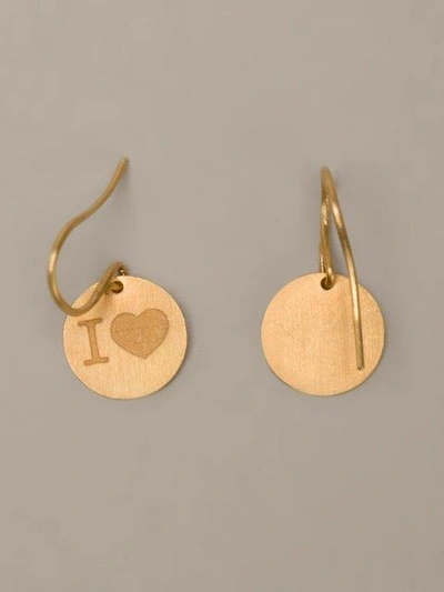 Shop Marie Helene De Taillac 22kt Gold 'i Love' Earrings In Metallic