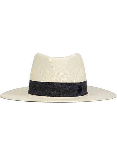 Shop Maison Michel 'charles' Hat - Nude & Neutrals