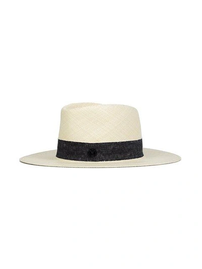 Shop Maison Michel 'charles' Hat - Nude & Neutrals