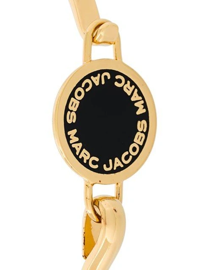 Shop Marc Jacobs Enamel Logo Disk Bracelet In Black