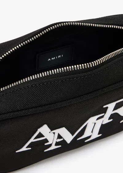 Amiri Staggered Logo-embroidered Canvas Camera Bag In Black