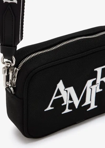 Amiri Staggered Logo-embroidered Canvas Camera Bag In Black