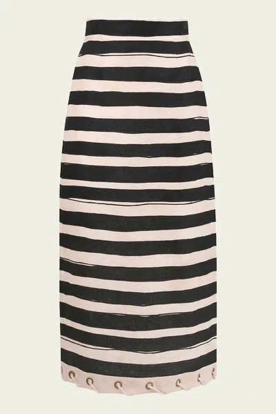 Zimmermann Rebellion Stripe Rope Skirt In Black Stripe In Black