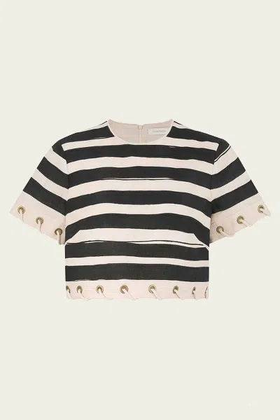 Zimmermann Rebellion Stripe Rope Top In Black Stripe In Multi
