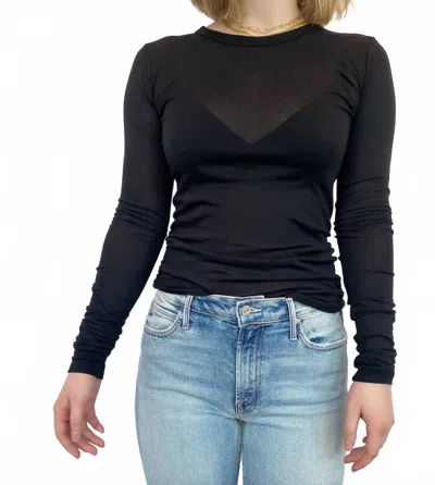 Enza Costa Bold Long Sleeve Crew In Black In Black