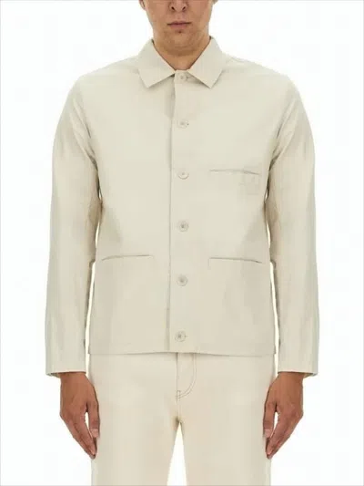 Apc Light Beige Jacket With Classic Collar In Gray