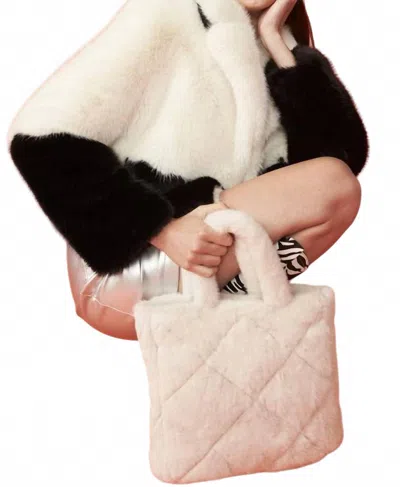 Jayley Faux Fur Diamond Stitch Bag In White In White