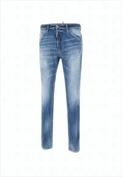 Dsquared2 Slim-fit Distressed Denim Jeans In Blue