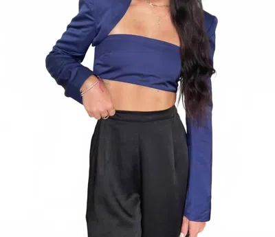 Weworewhat Bolero Cropped Top In Navy In Blue