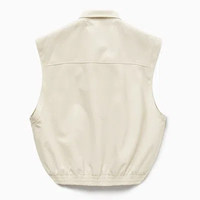 1989 Studio Light Cream Gabardine Zip Up Vest In White