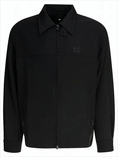 Needles Pleading Detail Black Zippered Jacket In Blue