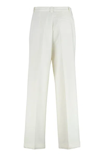 Apc A.p.c. Tressie Cotton Blend Wide Leg Trousers In White