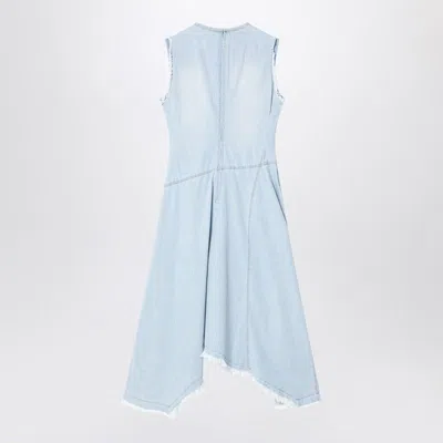 Acne Studios Denim Dress Asymmetric Sleeveless Frayed Hem In Blue