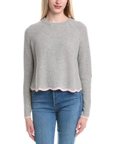 Autumn Cashmere Tipped Scallop Shaker Cashmere Sweater In Gray