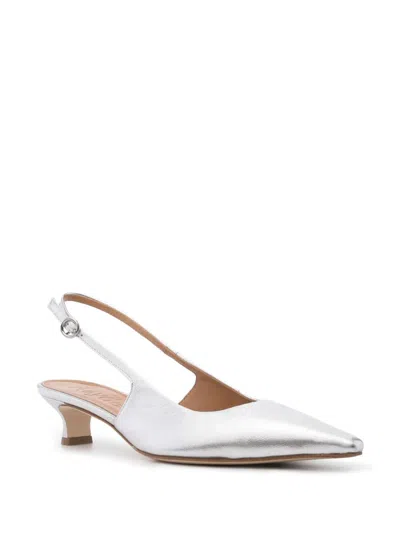 Aeyde Catrina Laminated Nappa Leather Silver In Silver