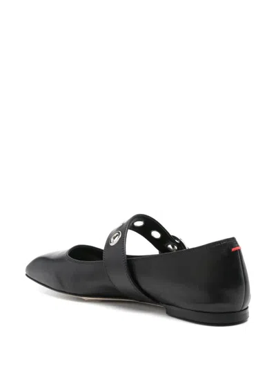Aeyde Aeydē Nappa Leather Flats With Circular Hardware Detail In Black