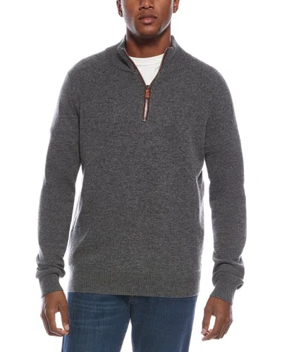 Kier + J Raglan Wool & Cashmere-blend 1/4-zip Sweater In Gray