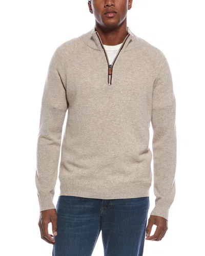 Kier + J Raglan Wool & Cashmere-blend 1/4-zip Sweater In Neutral