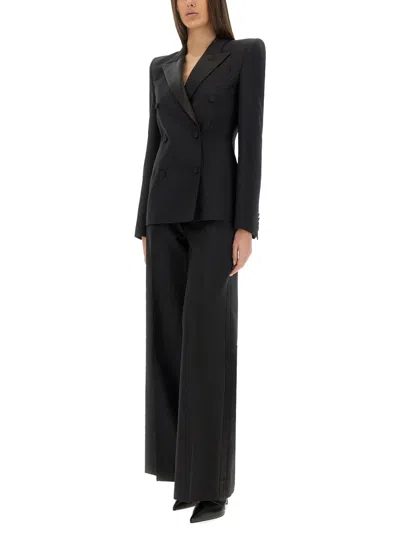 Alexander Mcqueen Double-breasted Jacket With Voluminous Shoulders In Black