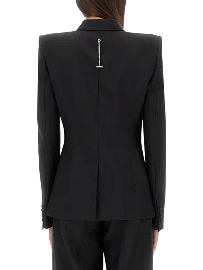 Alexander Mcqueen Double-breasted Jacket With Voluminous Shoulders In Black