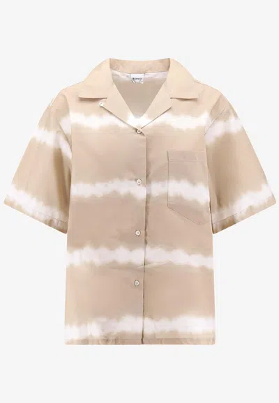 Aspesi Cotton Shirt With Printed Tie-dye Pattern In Neutral