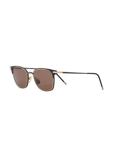 Shop Thom Browne Matte Navy & 18k Gold Sunglasses In Blue