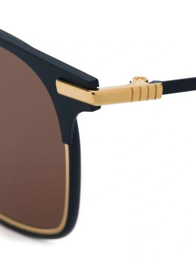 Shop Thom Browne Matte Navy & 18k Gold Sunglasses In Blue