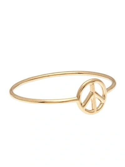 Shop Aurelie Bidermann 18kt Gold Peace Sign Ring In Metallic
