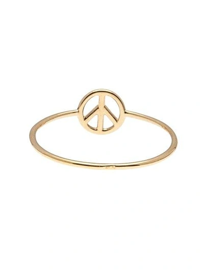 Shop Aurelie Bidermann 18kt Gold Peace Sign Ring In Metallic