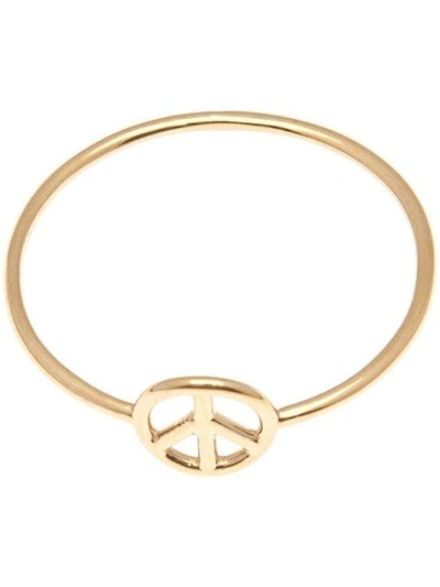 Shop Aurelie Bidermann 18kt Gold Peace Sign Ring In Metallic