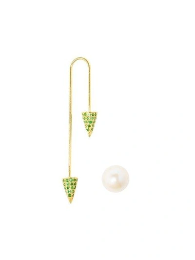 Shop Asherali Knopfer Interchangeable Tsavorite And Pearl Earring - Green