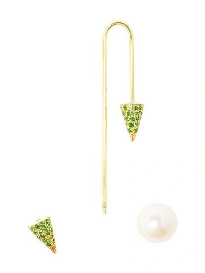 Shop Asherali Knopfer Interchangeable Tsavorite And Pearl Earring - Green