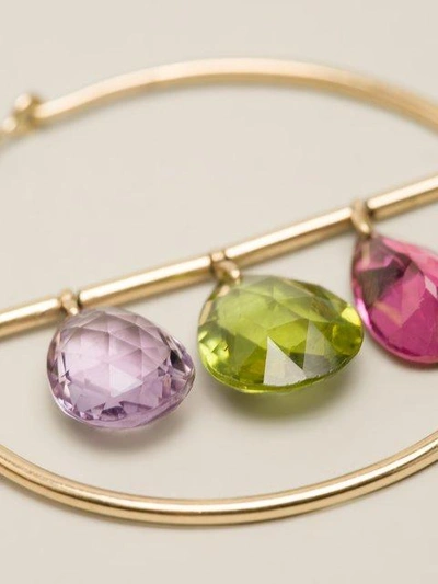 Shop Marie Helene De Taillac 22kt Gold Drop Gemstone Hoop Earrings In Metallic