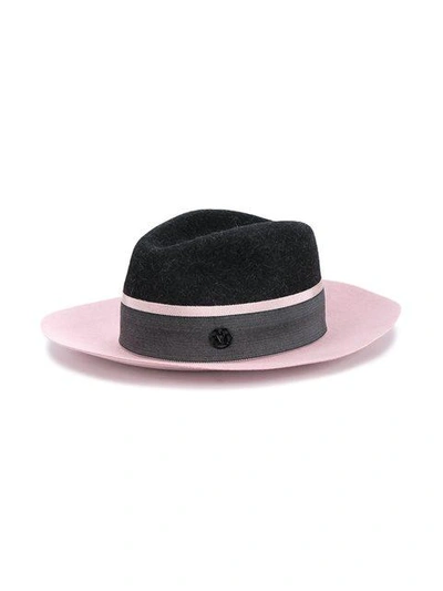 Shop Maison Michel Charcoal Pink Two Tone Henrietta Fedora Hat