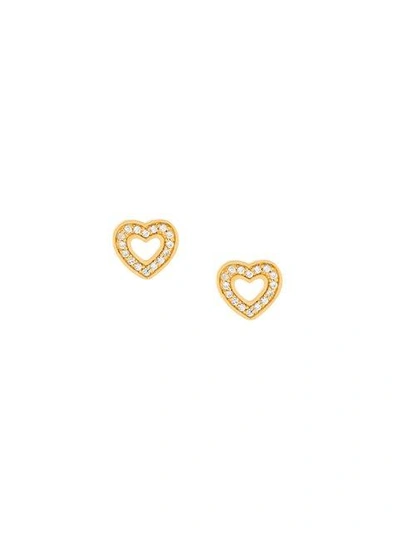 Shop Astley Clarke 'mini Heart Biography' Stud Earrings - Metallic