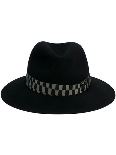 Shop Maison Michel Black Green Henrietta Bondage Fedora Hat